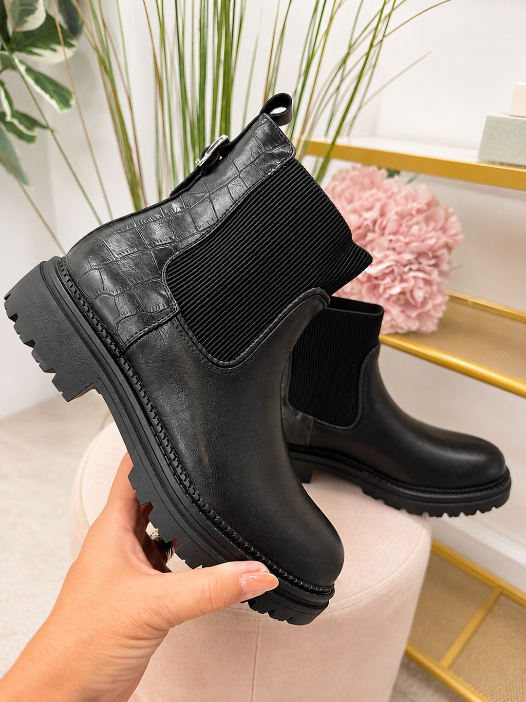 Black Flat Ankle Dealer Boots ( M844 ) sizes 3 to 8
