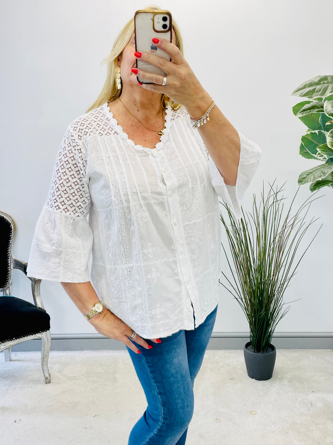 LADIES WHITE LACE CROCHET SUMMER TOP