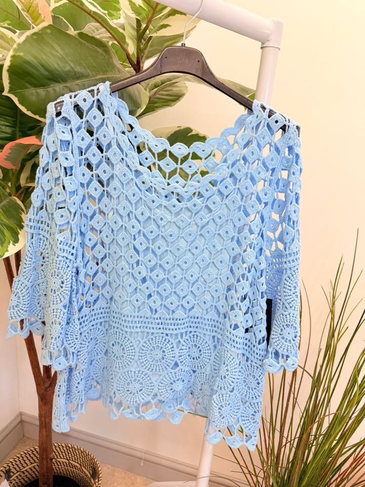 Ladies Crochet Summer Top - Pink, White, Turquoise, Blue, Lemon & Orange