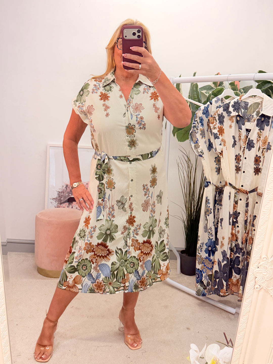 Ladies Cream Shirt Summer Dress - Navy, Black, Khaki
