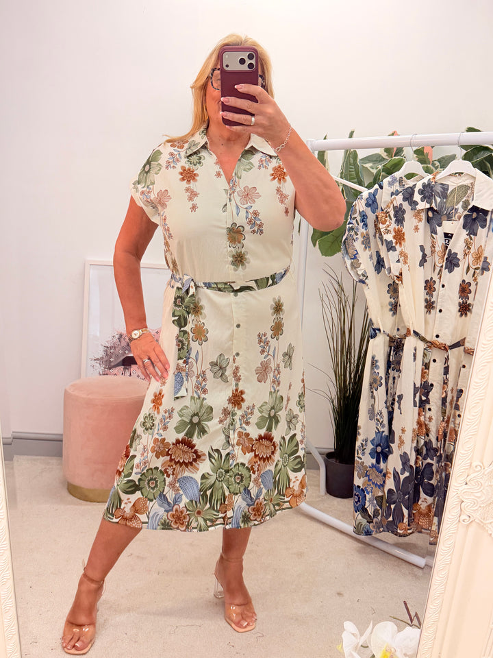 Ladies Cream Shirt Summer Dress - Navy, Black, Khaki