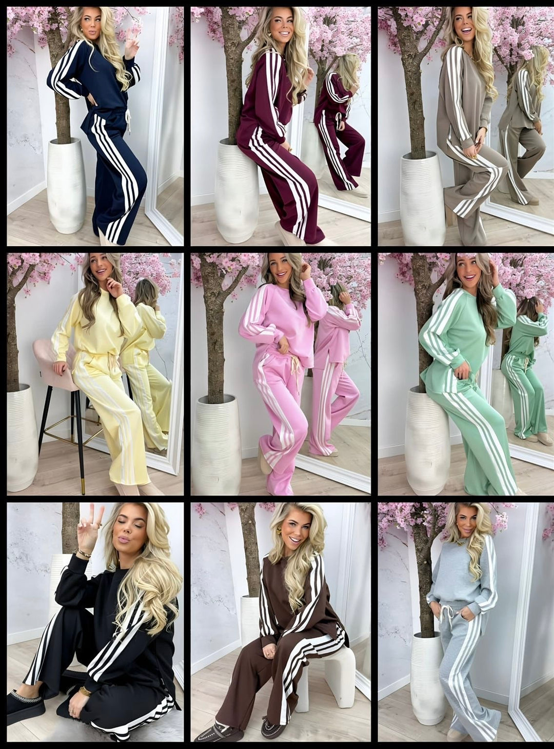 Ladies Fashion Wide Leg Tracksuit co ord set