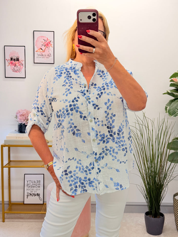 Ladies White Light Linen Shirt Top