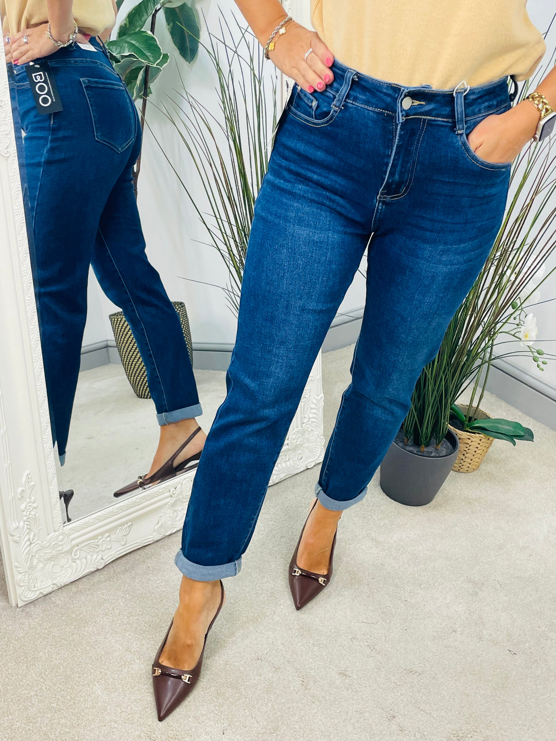 LADIES BLUE MOM FIT DENIM JEANS