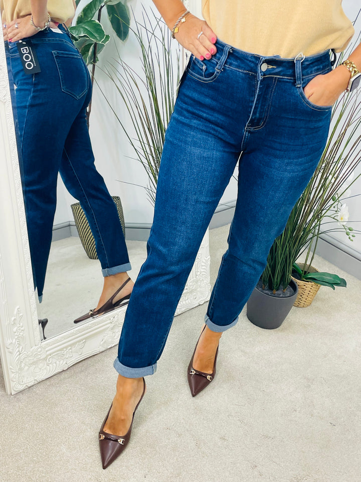 LADIES BLUE MOM FIT DENIM JEANS
