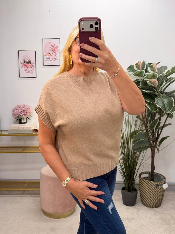 Ladies Tank Top Sleeveless Jumper - Khaki, Black, Cream, Brown, Rust & Camel