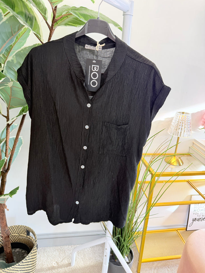 Ladies Non Crease Mandarin Blouse Shirt - Rust, Black, Lime, Orange