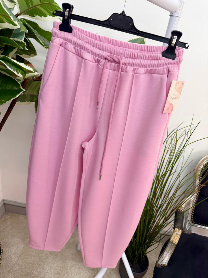 Ladies Fashion Carrot Leg Trousers - beige, pink, blue, black & lemon