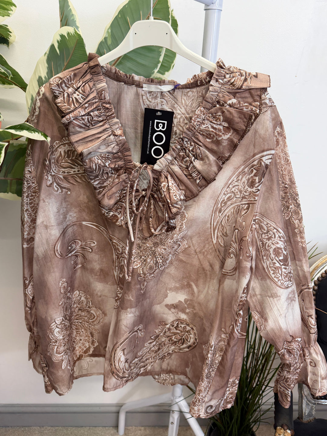 LADIES COTTON PAISLEY PRINT FLOATY BLOUSE - PINK, BEIGE, BLUE, BLACK, MOCHA