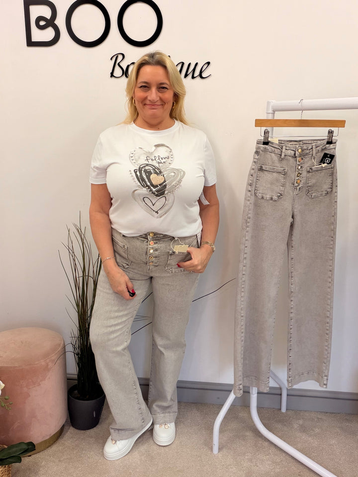 The MILLY grey denim wide leg jeans - size 6 to 14