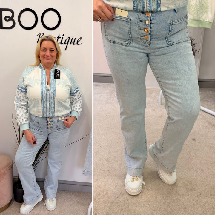 The FLO blue denim wide leg jeans - size 6 to 14