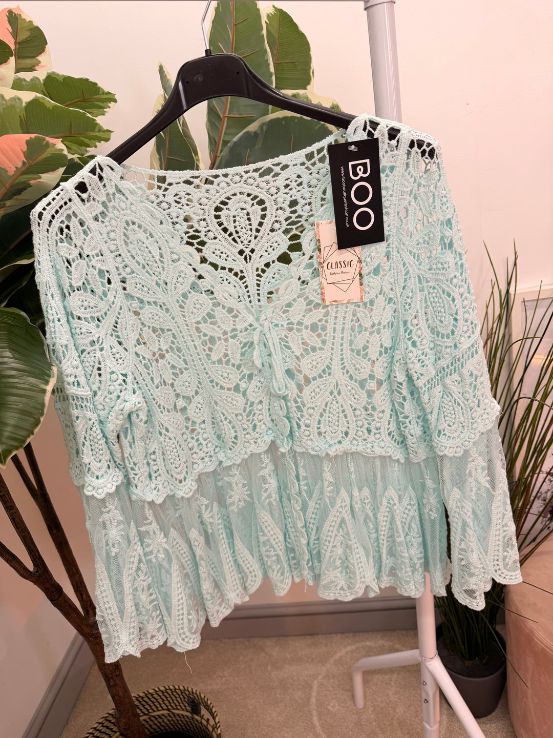 Ladies Fashion Crochet Bolero Cardigan Top - white, mint, aqua, lemon