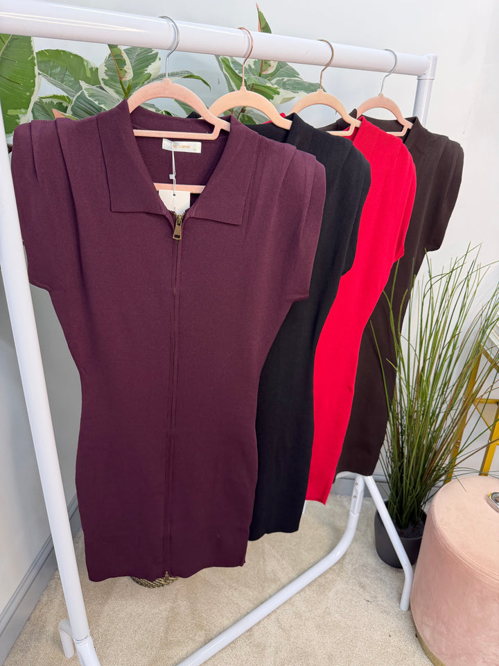The LULU knitted padded shoulder jumper dress - 4 colours