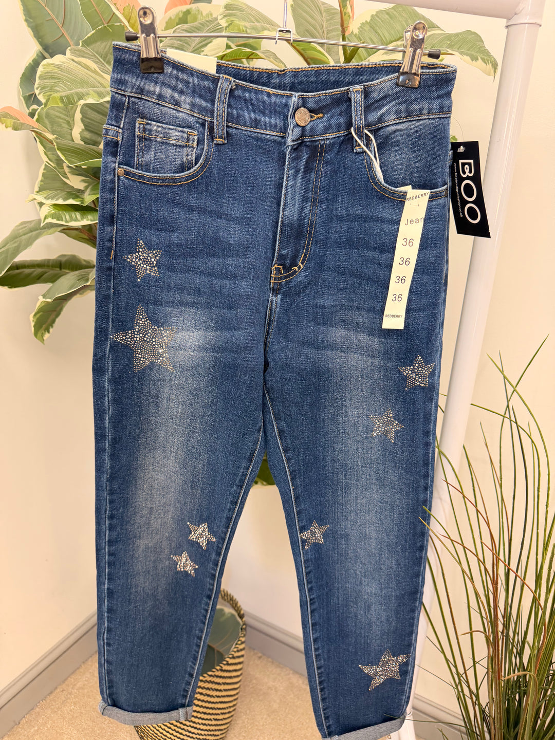 Ladies Fashion Stretch Diamante Denim Jeans