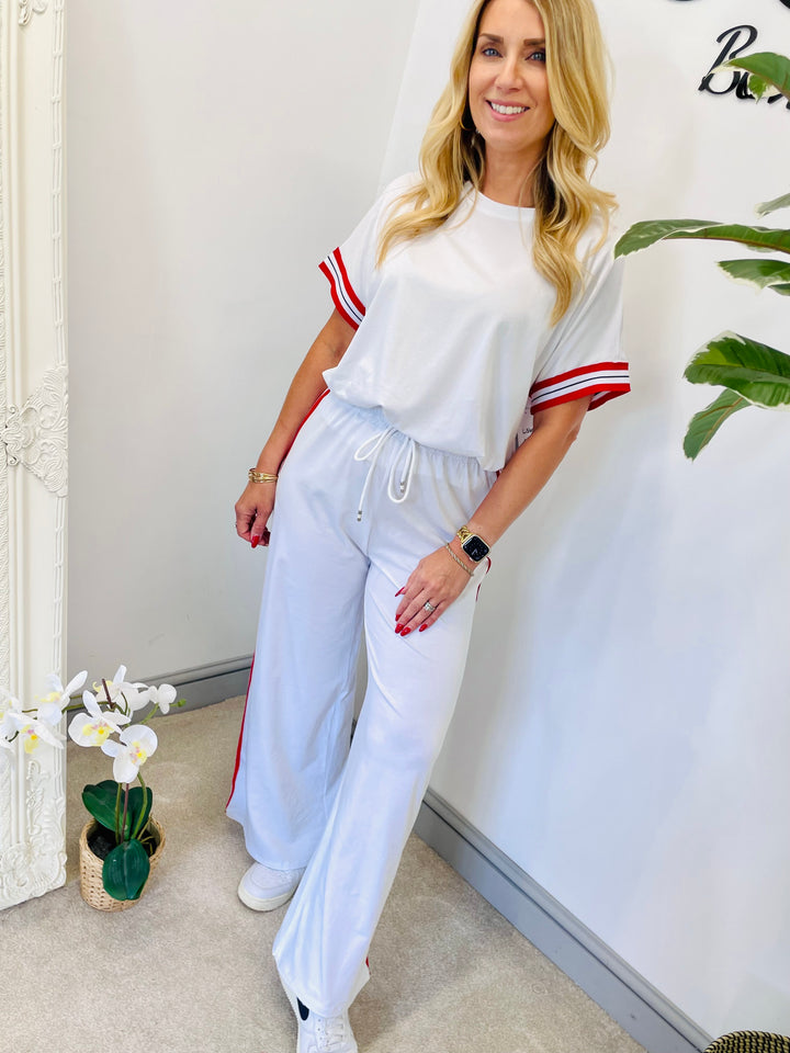 LADIES SPORT LUXE TRACKSUIT CO ORD SET - BLACK, WHITE, LEMON