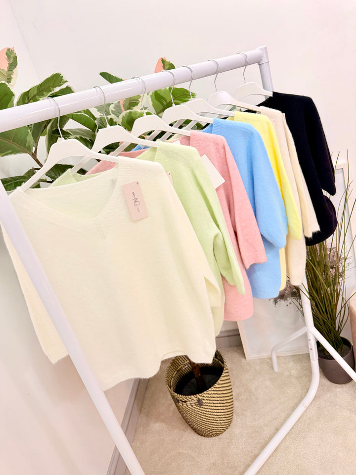 Ladies Fashion Soft Knit Short Sleeve Jumper Top