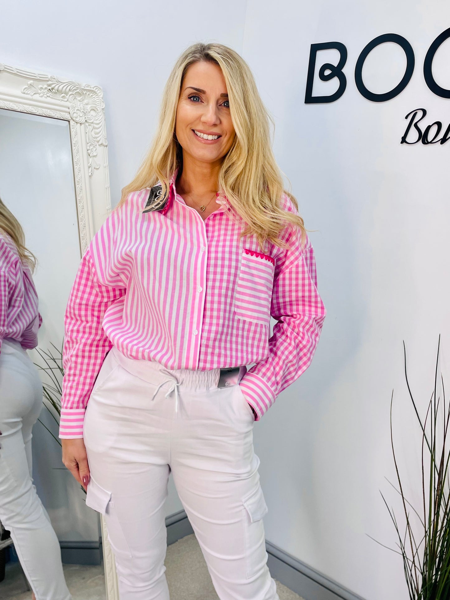 The CHARLIE pink gingham shirt
