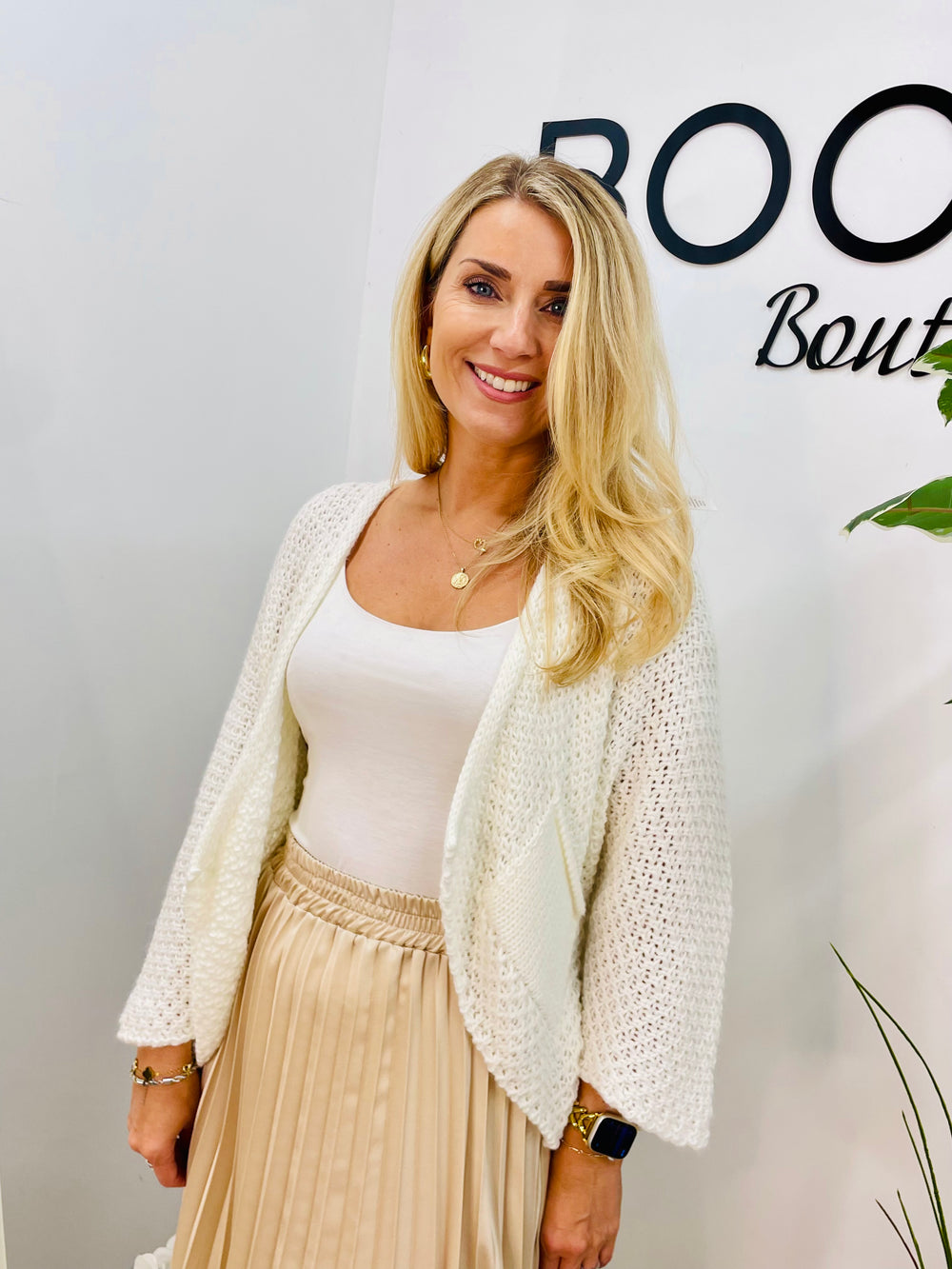 LADIES KNITTED BOLERO CARDIGAN - CREAM, PINK, NAVY, BLACK, OATMEAL, CAMEL, GREY