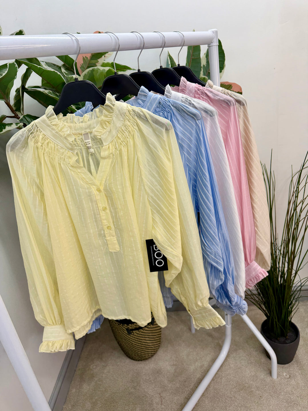 Ladies Fashion Stripe Shirt Blouse - Pink, Blue, Beige, White, Yellow
