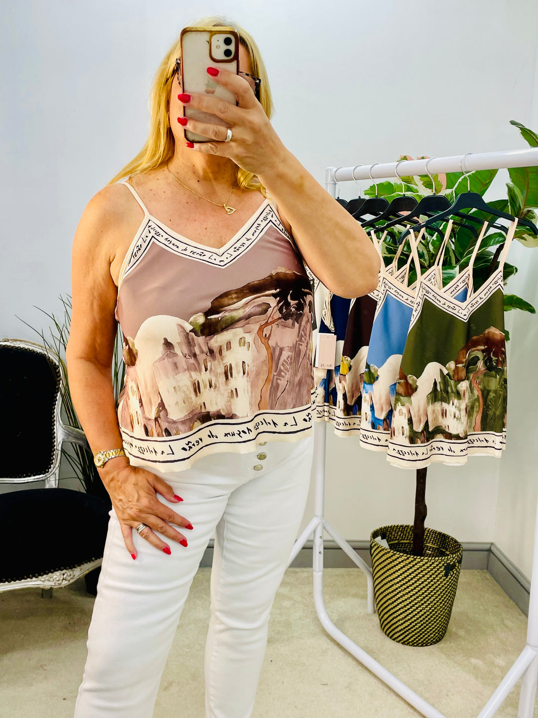 LADIES SATIN CAMI SUMMER TOP - BURGUNDY, BROWN, TAUPE, CREAM, BLUE, KHAKI, NAVY