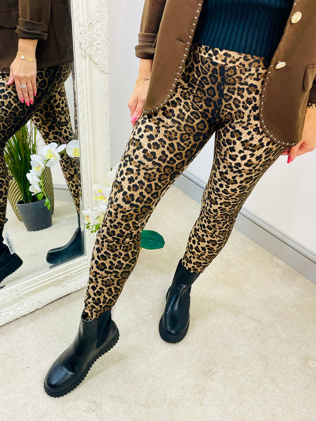 LADIES STRETCH LEOPARD PRINT LEGGINGS
