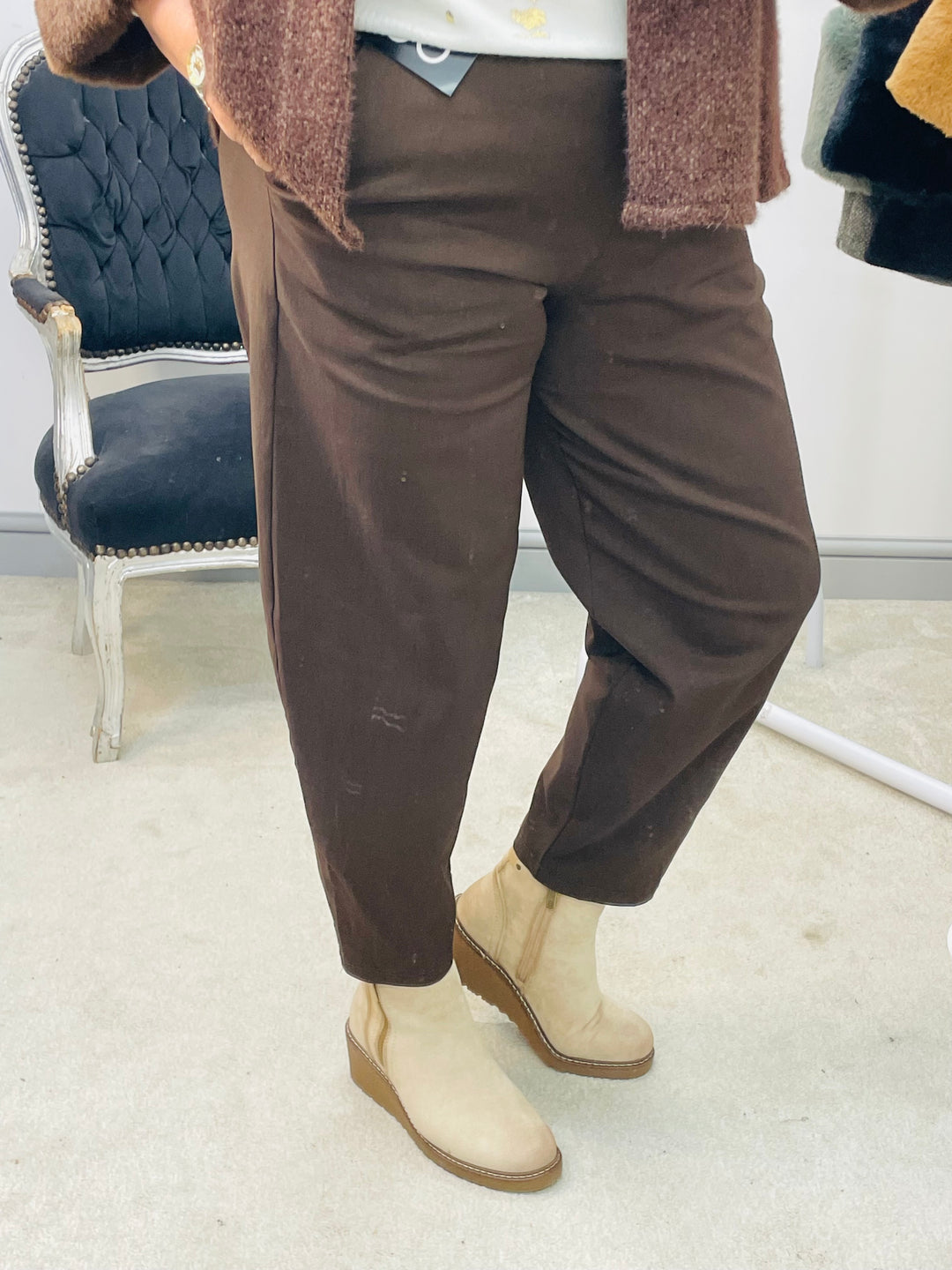 LADIES BALLOON LEG MAGIC TROUSERS - BLACK, NAVY, BEIGE, BROWN & KHAKI
