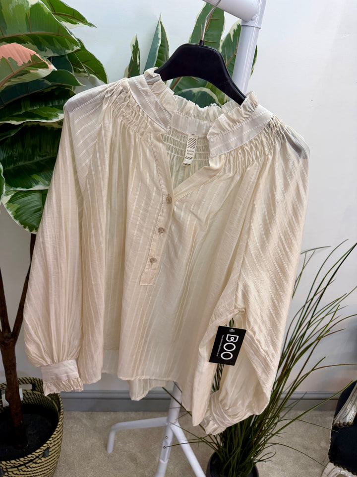 Ladies Fashion Stripe Shirt Blouse - Pink, Blue, Beige, White, yellow