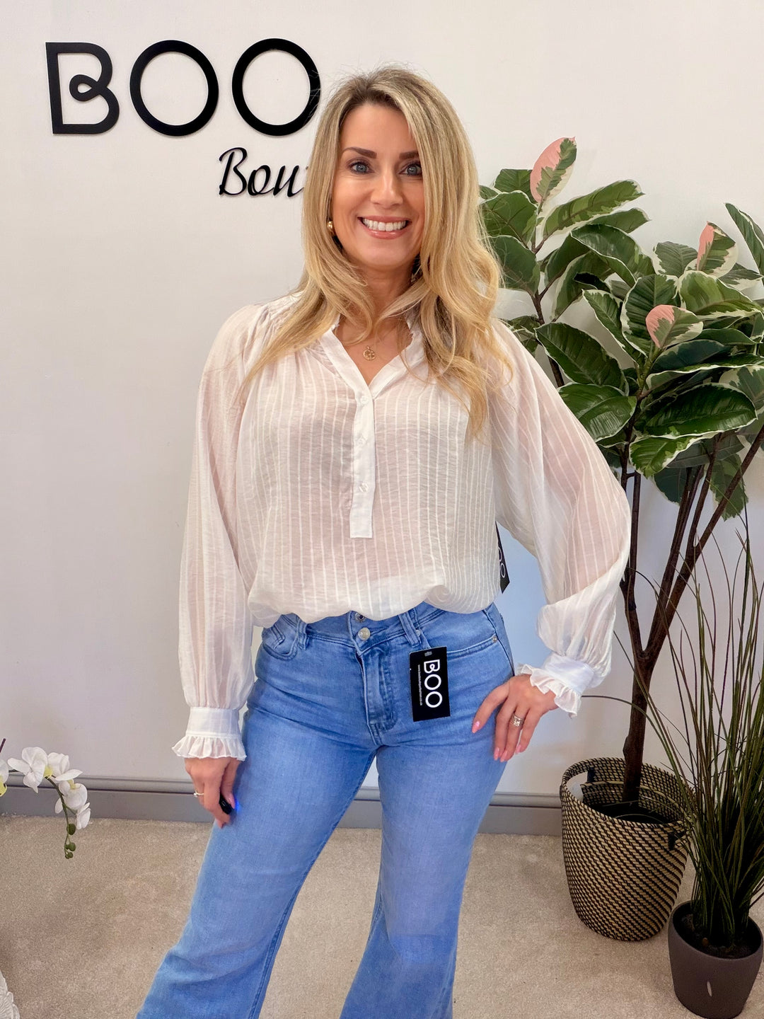 Ladies Fashion Stripe Shirt Blouse - Pink, Blue, Beige, White, Yellow