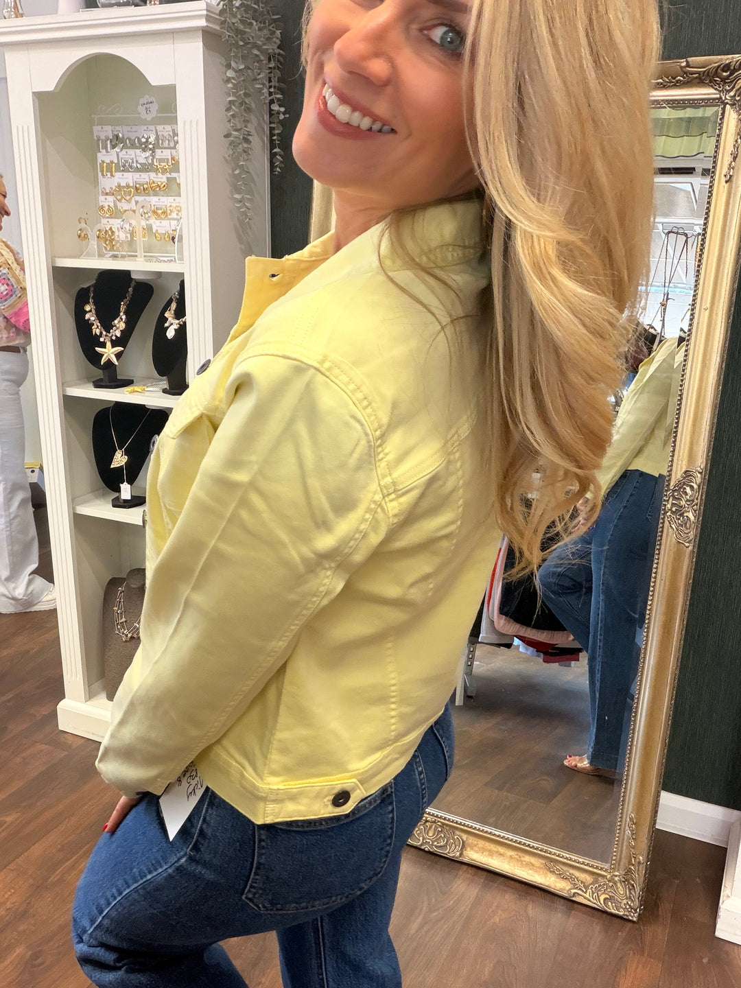 Ladies Lemon Yellow Denim Jacket