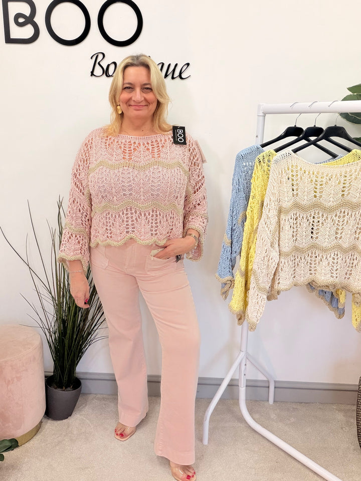 The ADDIE pink wide leg jeans - sizes 6 to 14