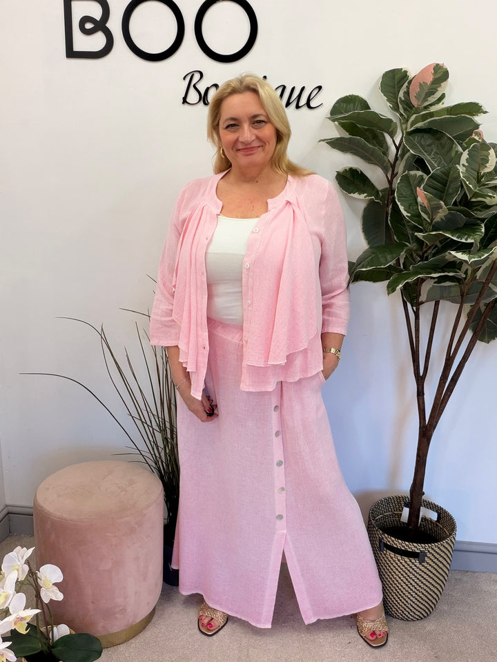 Ladies Fashion Waterfall Teabag Linen Top - lime, blue, turquoise, white, beige