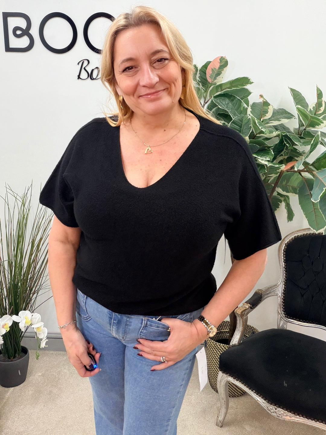 Ladies Short Sleeve Jumper - pink, white, mint, beige, black, coral, lemon