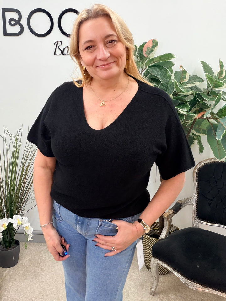 Ladies Short Sleeve Jumper - pink, white, mint, beige, black, coral, lemon