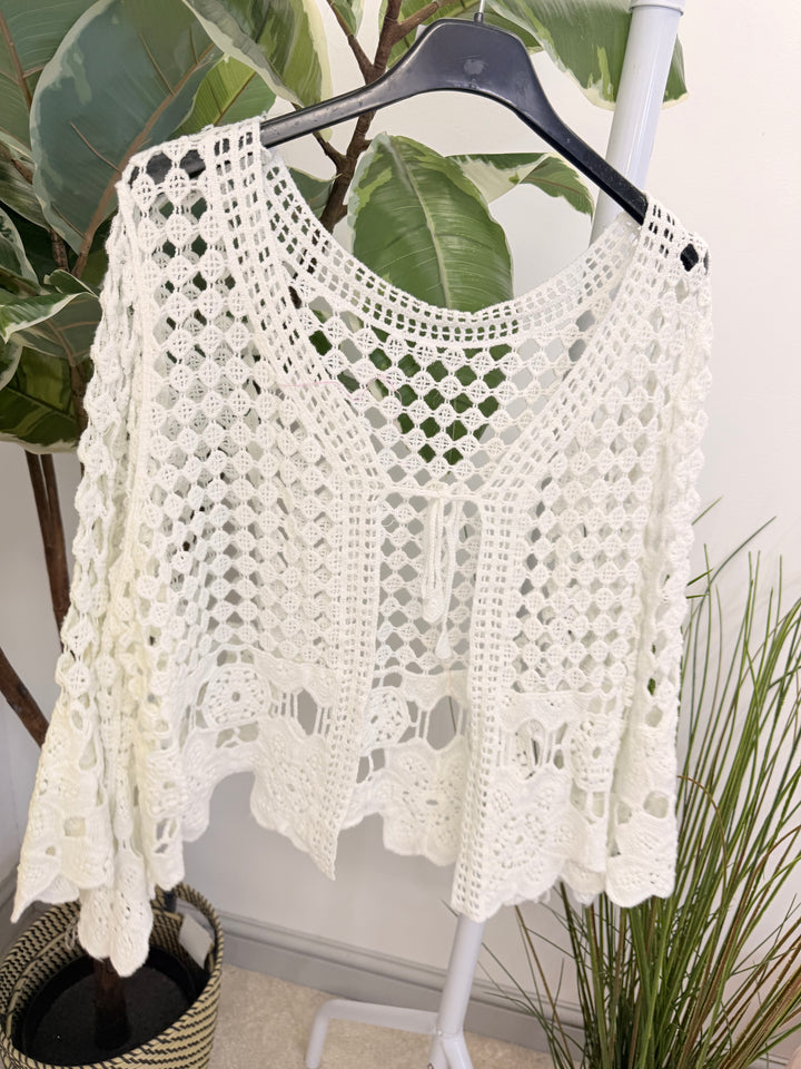 Ladies Fashion Crochet Bolero Cardigan white