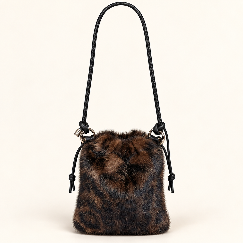 Womens Faux Fur Small Crossbody Going Out Bag - Brown, Leopard, Black & Fawn