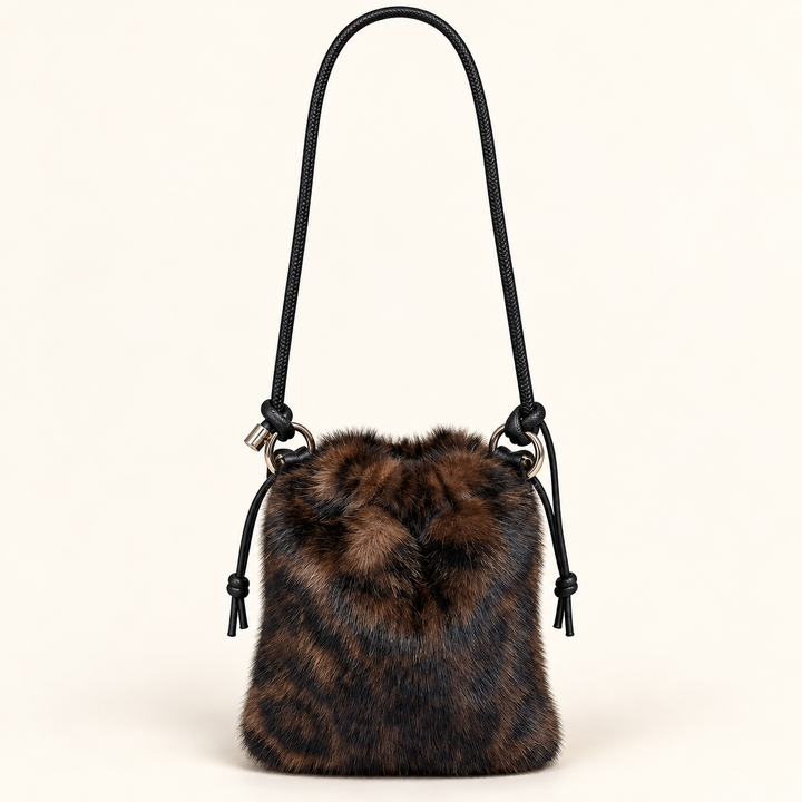 Womens Faux Fur Small Crossbody Going Out Bag - Brown, Leopard, Black & Fawn