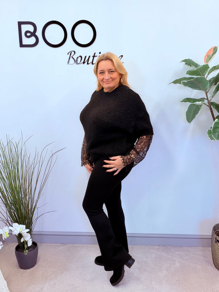 LADIES FASHION KICK FLARE STRETCH SCUBA TROUSERS