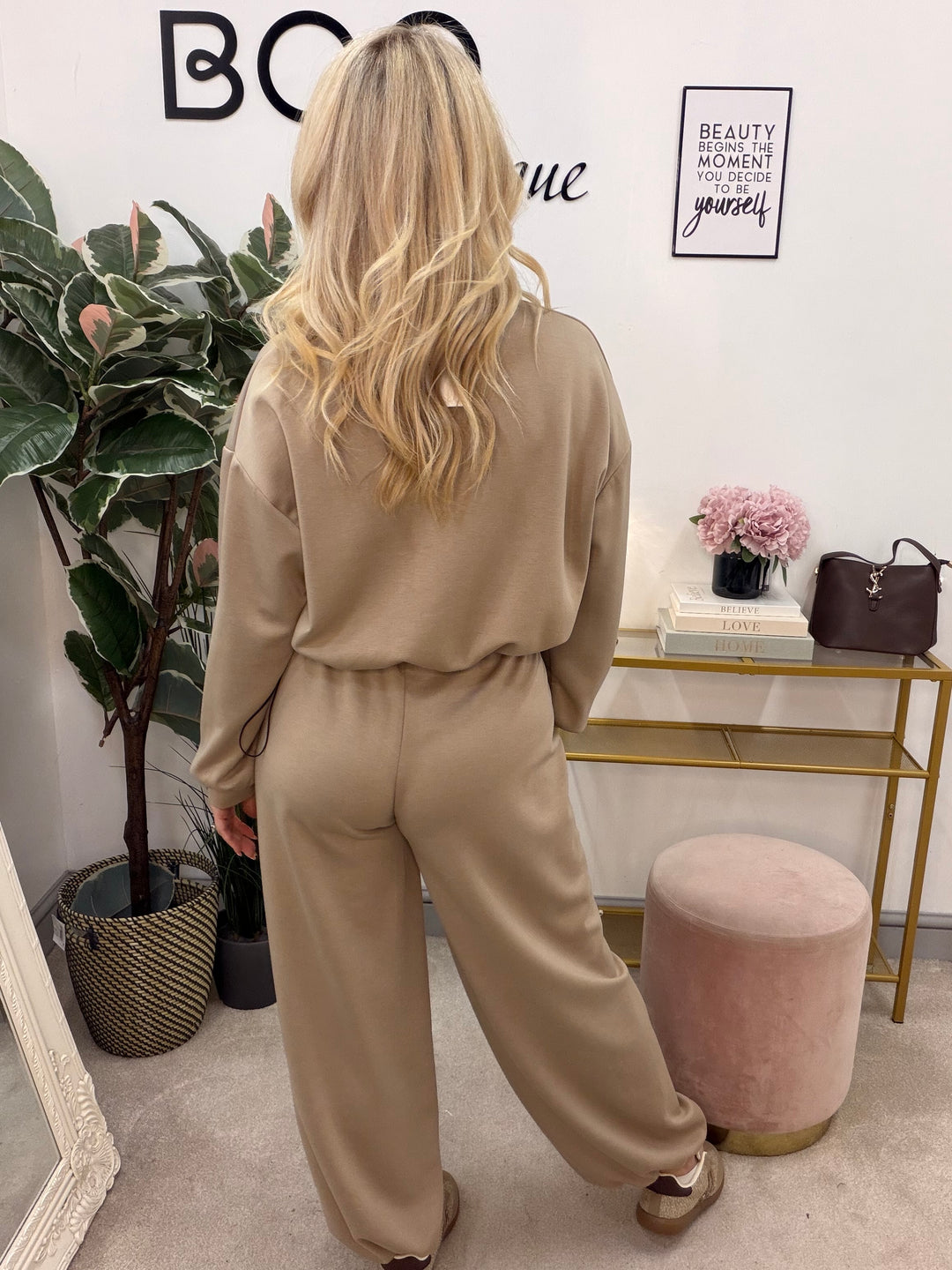 Ladies Fashion Jogger Trouser Co Ord Set - Khaki, Beige, Brown & Black