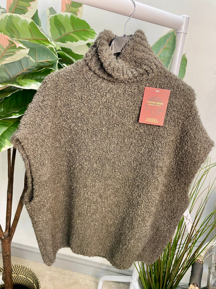 LADIES POPCORN KNIT ROLL NECK JUMPER - WHITE, BLACK, BROWN, BEIGE & BURGUNDY