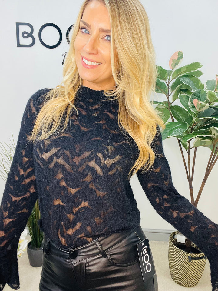 LADIES BLACK SHEER BODYSUIT