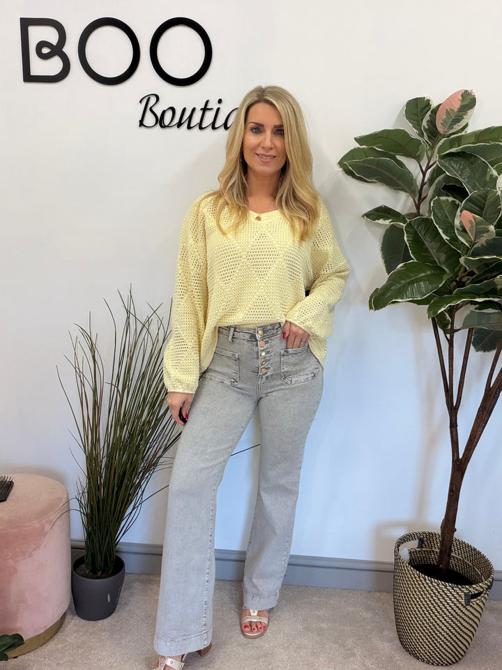 The MILLY grey denim wide leg jeans - size 6 to 14