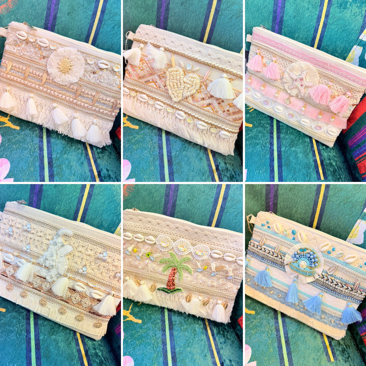 The JANE sparkly beach clutch bag - 14 styles
