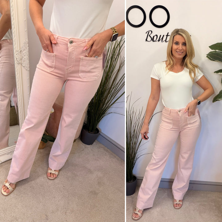 The ADDIE pink wide leg jeans - sizes 6 to 14