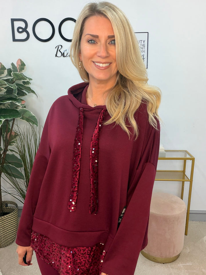 The PAULA scuba sequin hoodie top - 3 colours