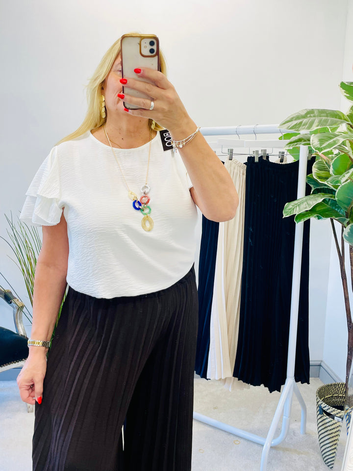 LADIES FRILL SHORT SLEEVE SUMMER TOP