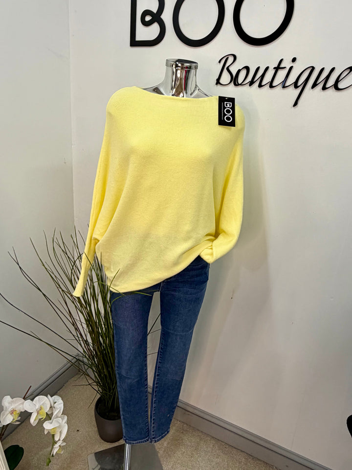 LADIES SOFT BATWING SLEEVE JUMPER - BLACK, NAVY, WHITE, BEIGE, PINK, BLUE, GREEN, LEMON