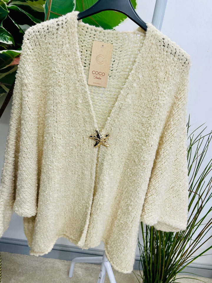 LADIES POPCORN KNIT CARDIGAN - BLACK, BURGUNDY, BROWN, BEIGE, BLUE & PINK