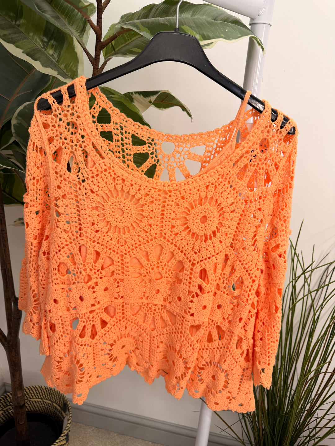 Ladies Pretty Crochet Summer Top orange