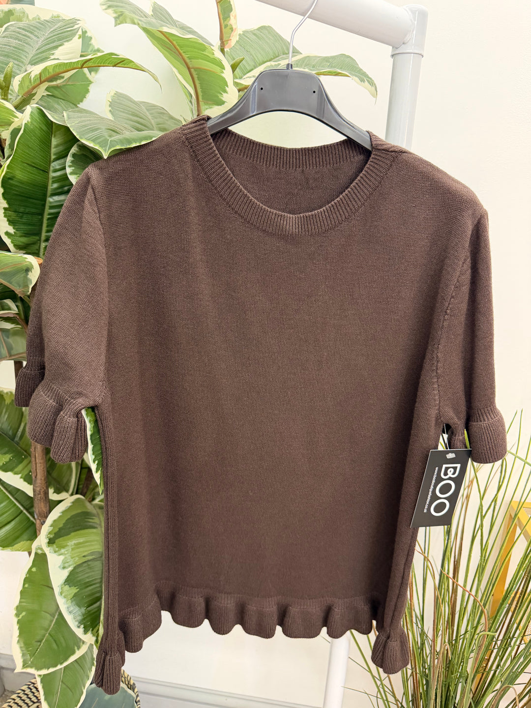 Ladies Fashion Short Sleeve Jumper - Black, Lime, White, Brown & Camel