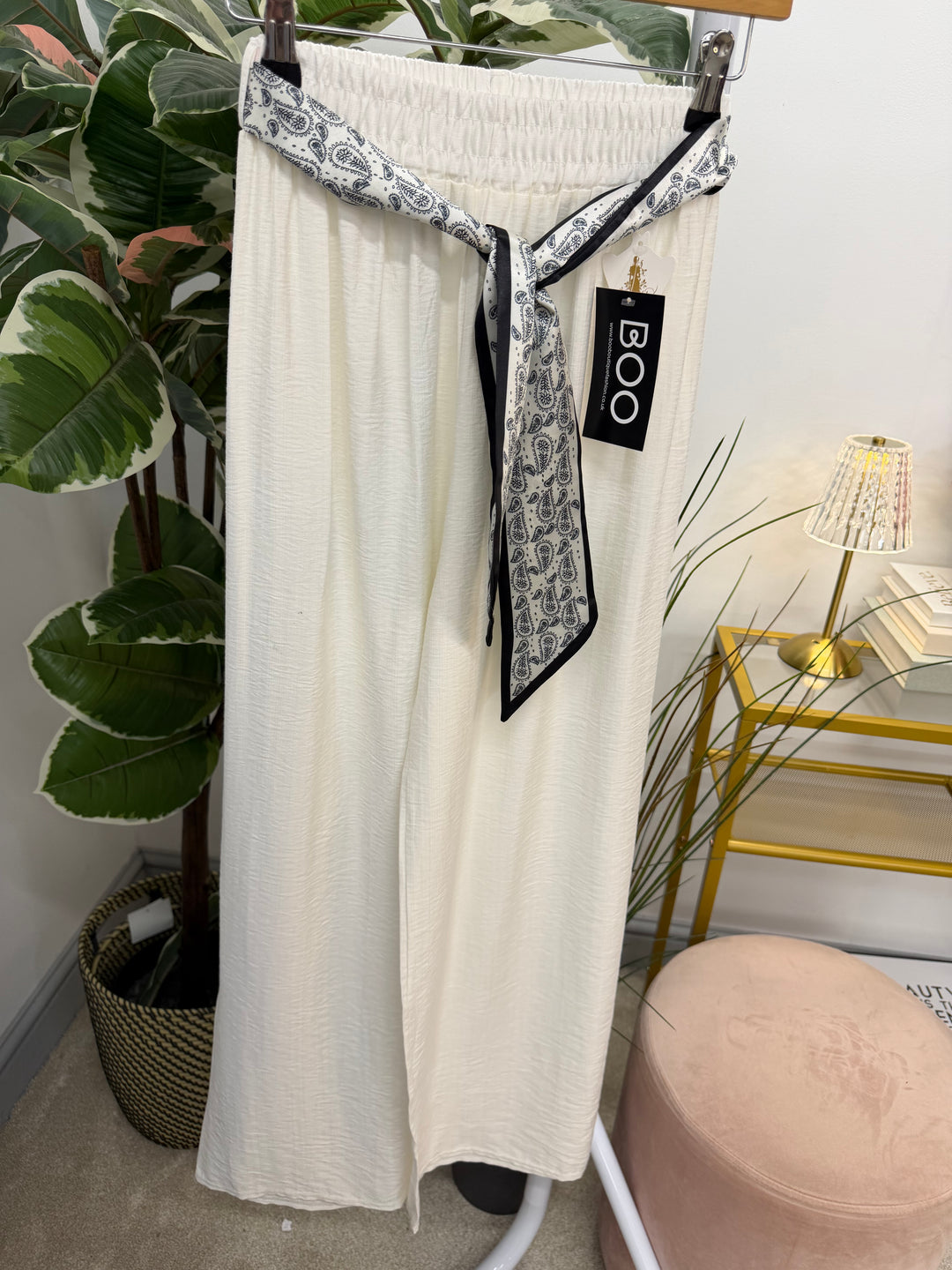 Ladies Wide Leg Trousers - Black, Pink, White, Khaki, Blue, Mocha, Beige